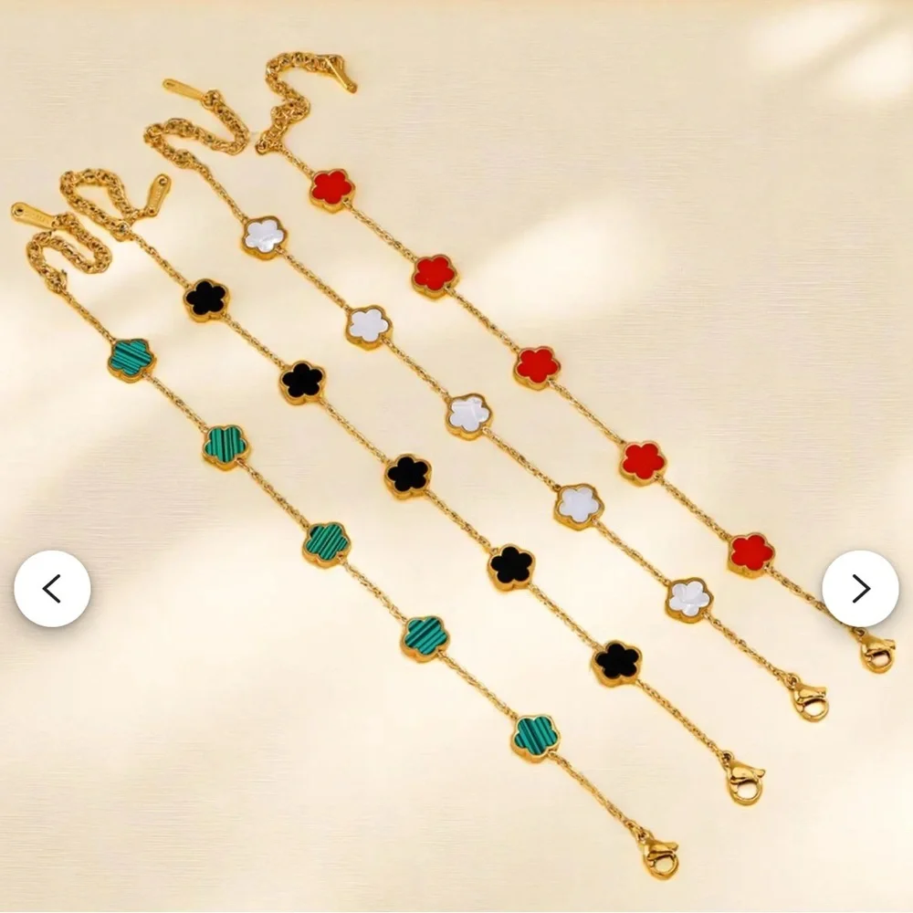 New Lucky Clover Bracelets 14K Gold Plated (Set of 4) | Various Colors